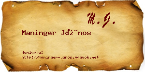 Maninger János névjegykártya